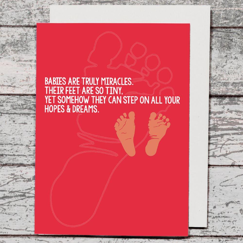 Card - Babies Are Truly Miracles / Pink - The Red Dog Gift Shop